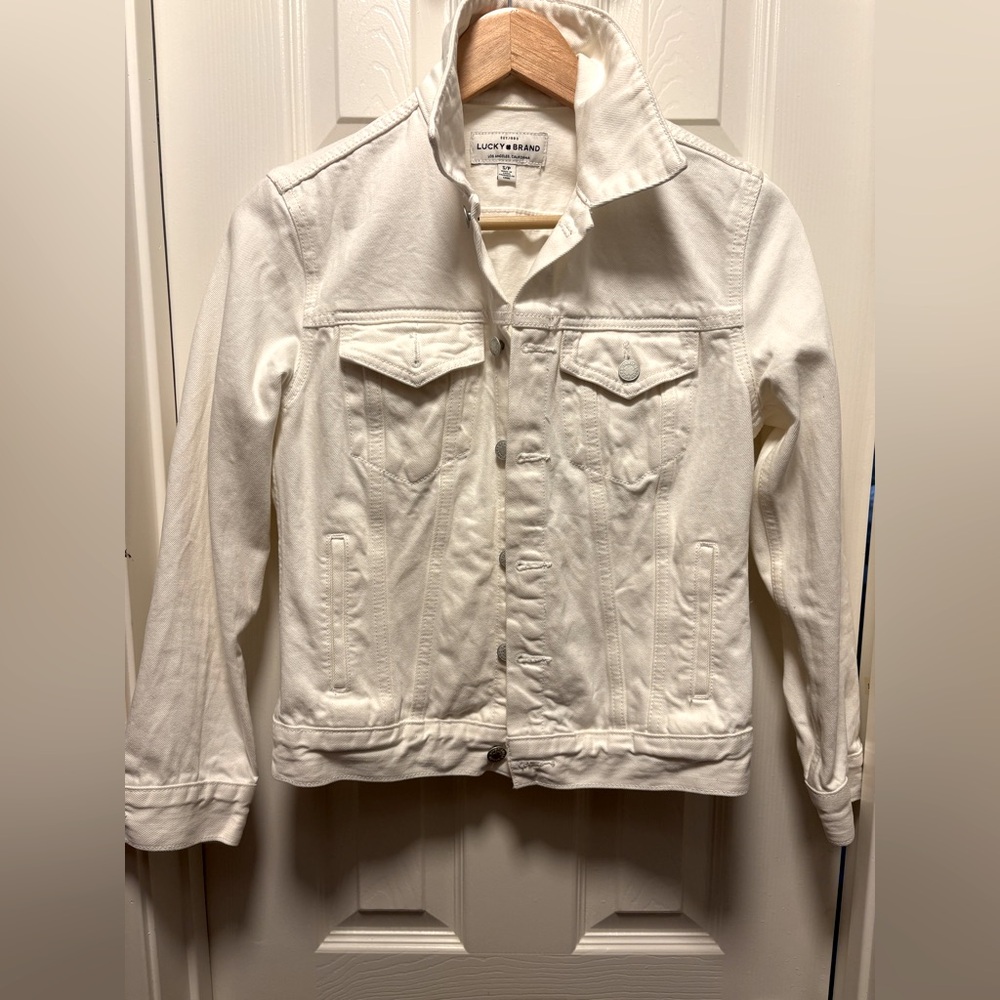 LUCKY Brand Tomboy Trucker White Denim Jacket | Size Small